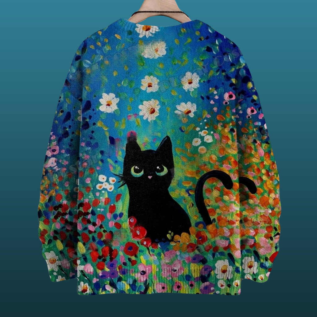 Adorable Funny Cat & Floral Casual Unisex Sweater Collection
