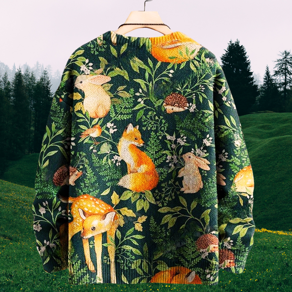 Unisex Casual Sweater with 3D Cat Oil Painting Designs