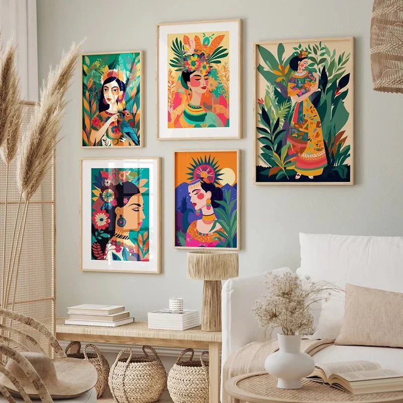Botanical Ethnic Woman Wall Art  [SELECTION]