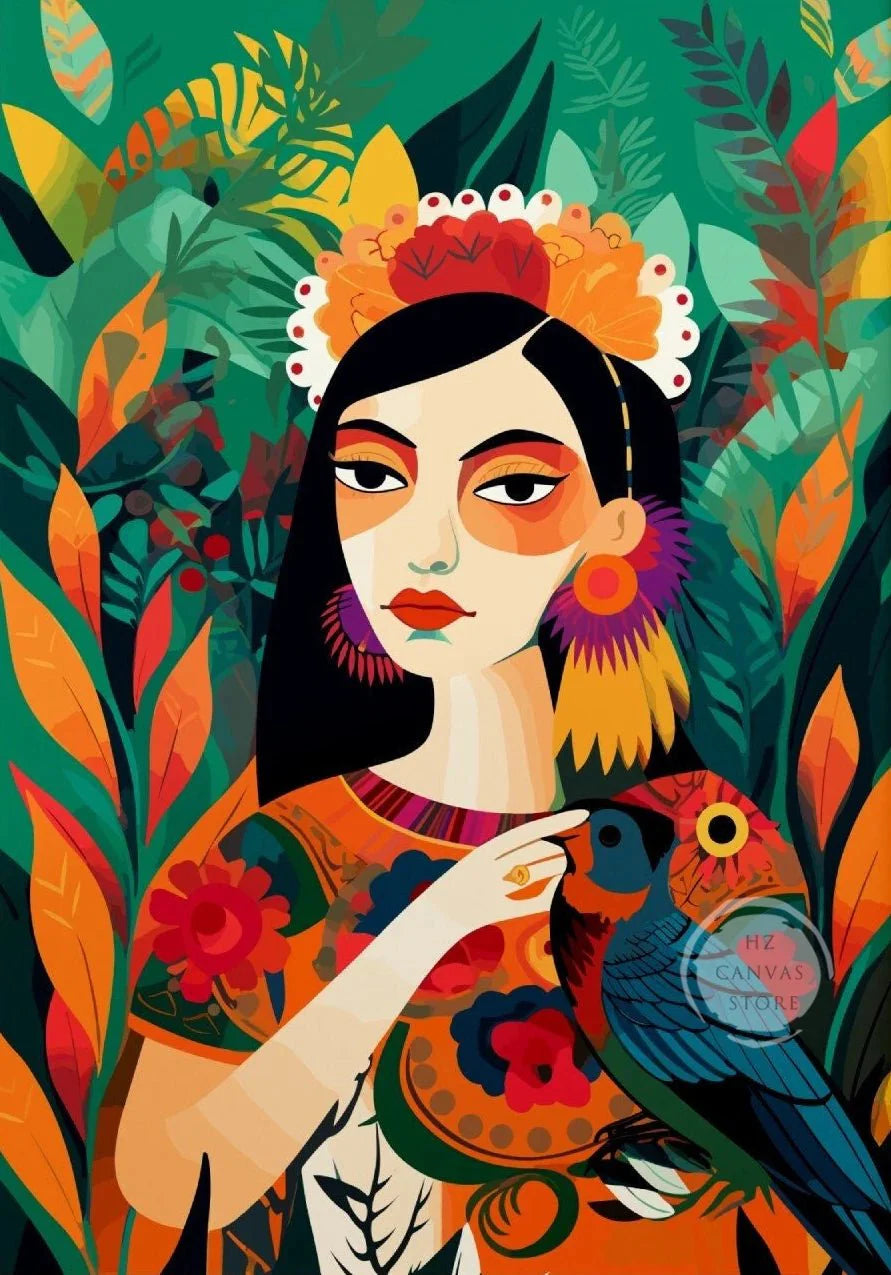 Botanical Ethnic Woman Wall Art  [SELECTION]