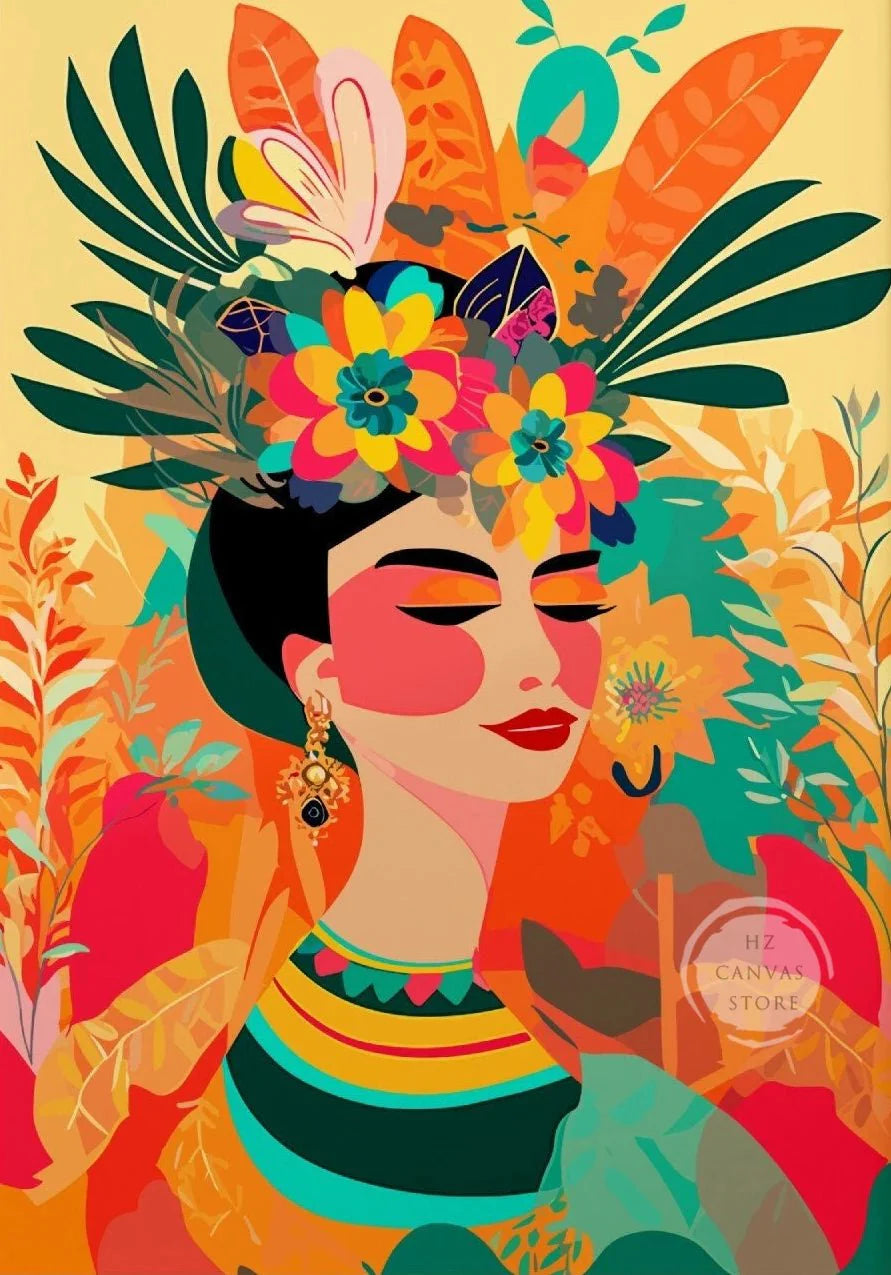 Botanical Ethnic Woman Wall Art  [SELECTION]