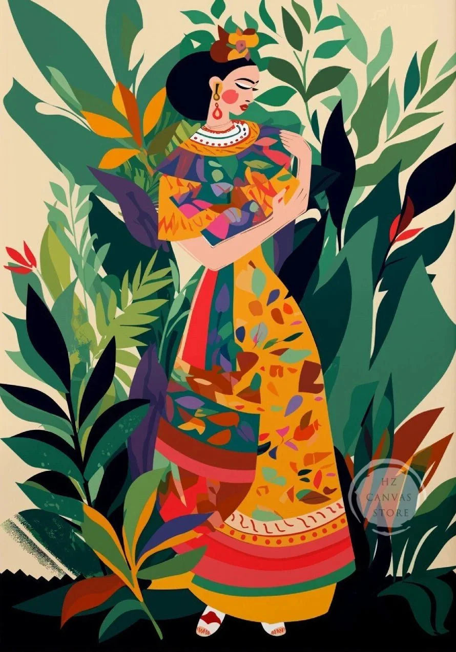 Botanical Ethnic Woman Wall Art  [SELECTION]
