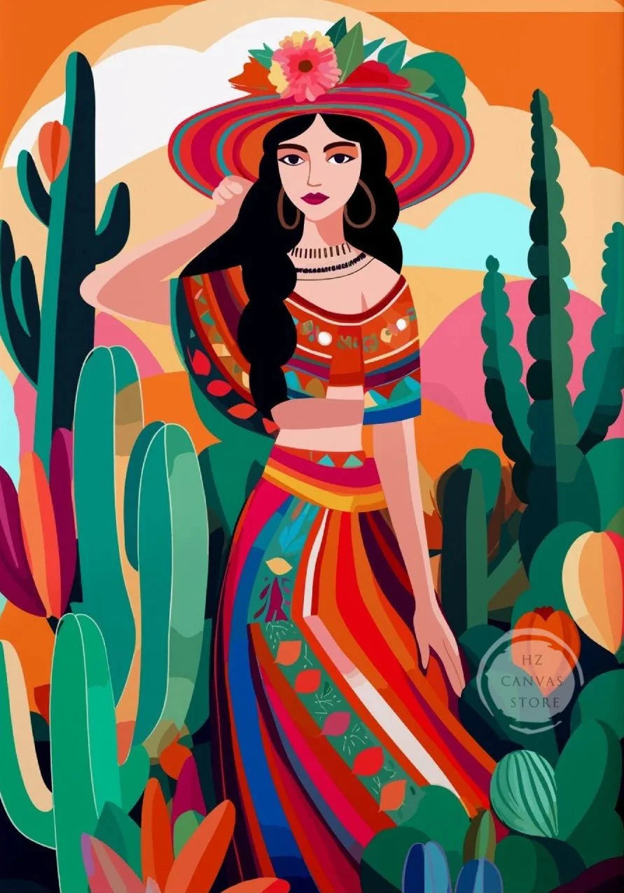 Botanical Ethnic Woman Wall Art  [SELECTION]