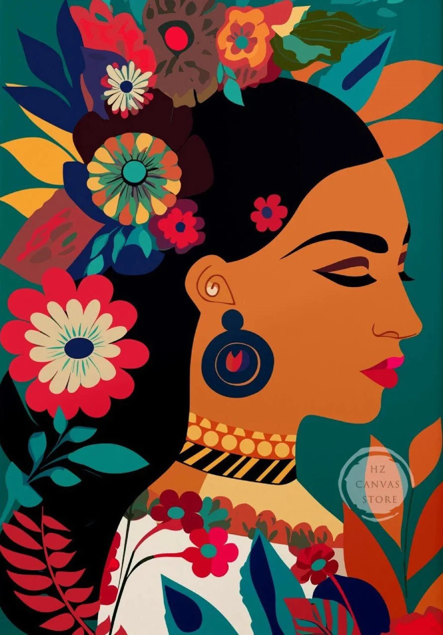 Botanical Ethnic Woman Wall Art  [SELECTION]