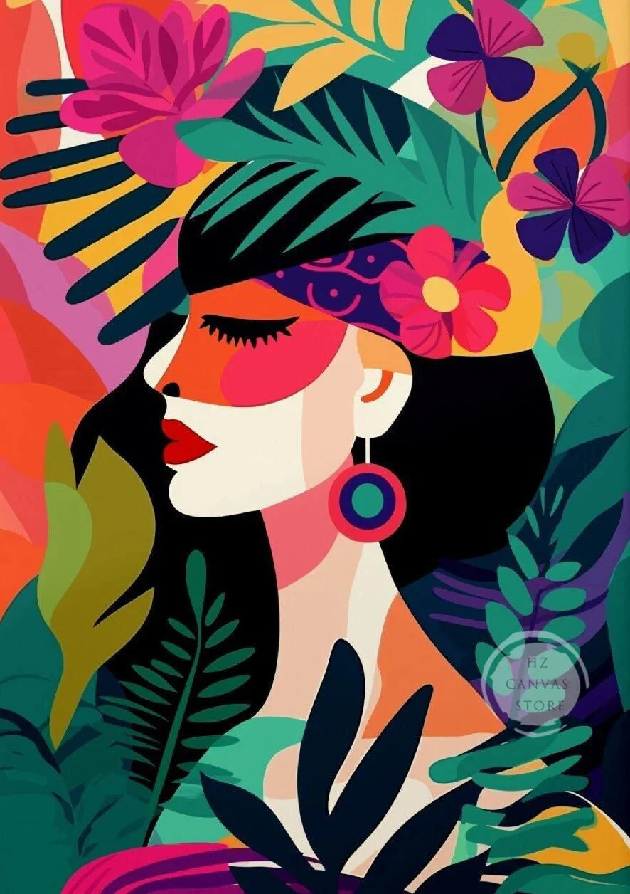 Botanical Ethnic Woman Wall Art  [SELECTION]