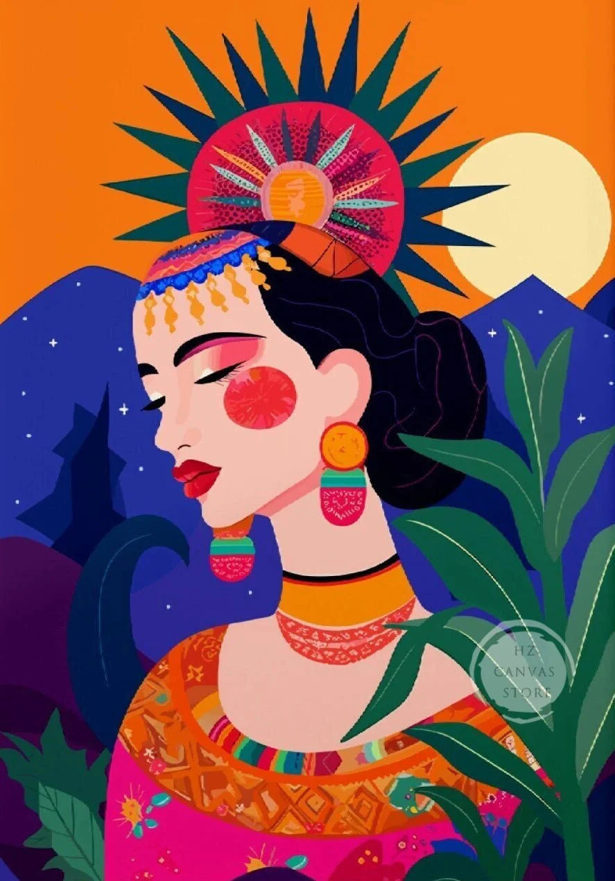 Botanical Ethnic Woman Wall Art  [SELECTION]