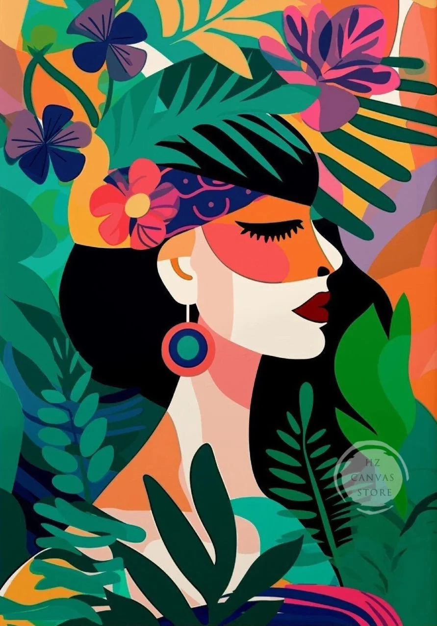 Botanical Ethnic Woman Wall Art  [SELECTION]