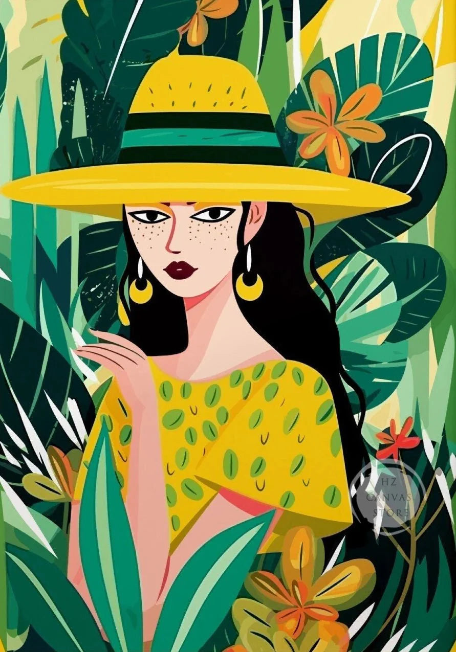 Botanical Ethnic Woman Wall Art  [SELECTION]