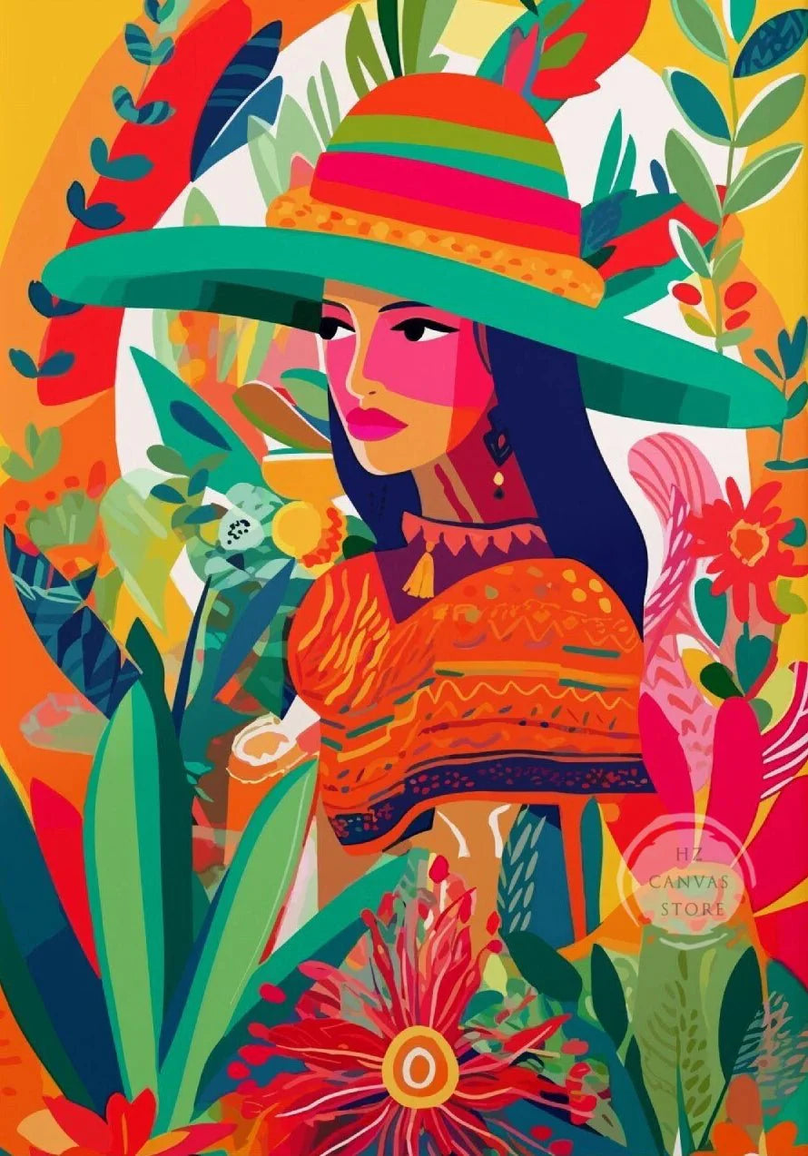 Botanical Ethnic Woman Wall Art  [SELECTION]