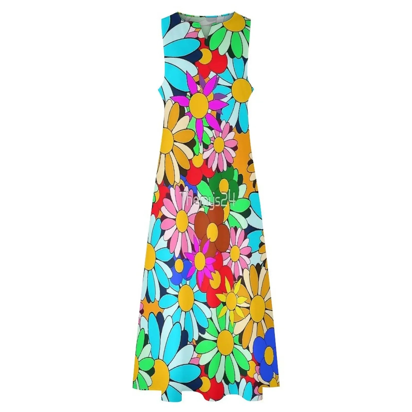 Floral Print Summer Maxi Sleeveless Dresses (Plus Sizes up to 3XL)