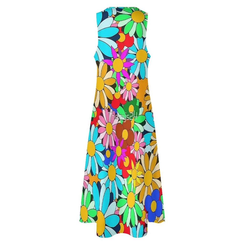 Floral Print Summer Maxi Sleeveless Dresses (Plus Sizes up to 3XL)