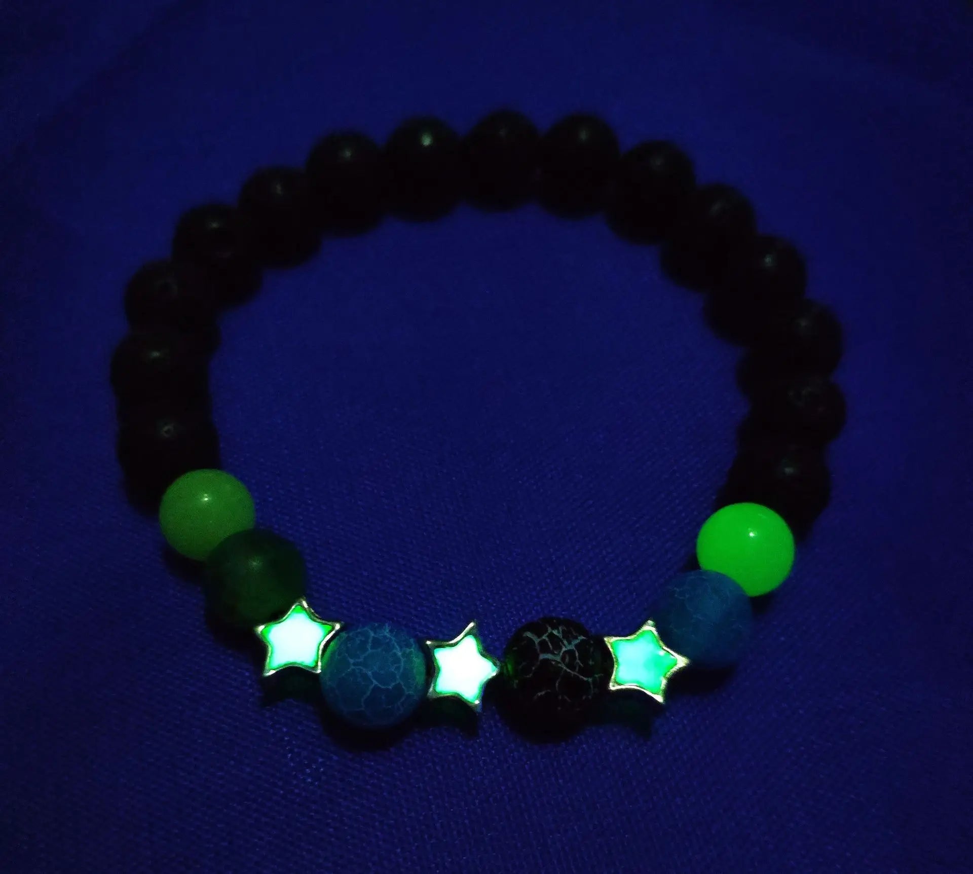 Luminous 'Glow In The Dark' Night Sky and Other Patterns Natural Volcanic Stone Bracelets SELECTION