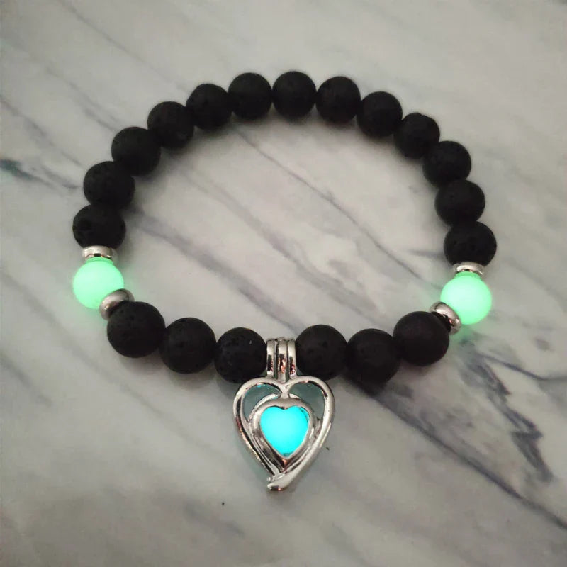Luminous 'Glow In The Dark' Night Sky and Other Patterns Natural Volcanic Stone Bracelets SELECTION