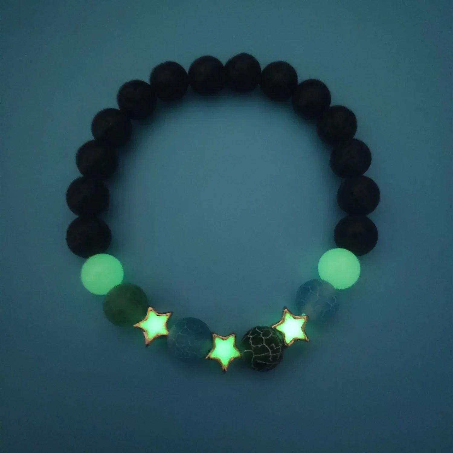 Luminous 'Glow In The Dark' Night Sky and Other Patterns Natural Volcanic Stone Bracelets SELECTION