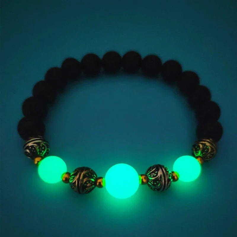 Luminous 'Glow In The Dark' Night Sky and Other Patterns Natural Volcanic Stone Bracelets SELECTION