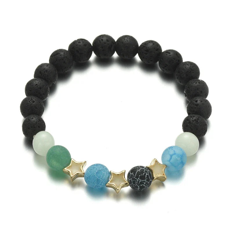 Luminous 'Glow In The Dark' Night Sky and Other Patterns Natural Volcanic Stone Bracelets SELECTION
