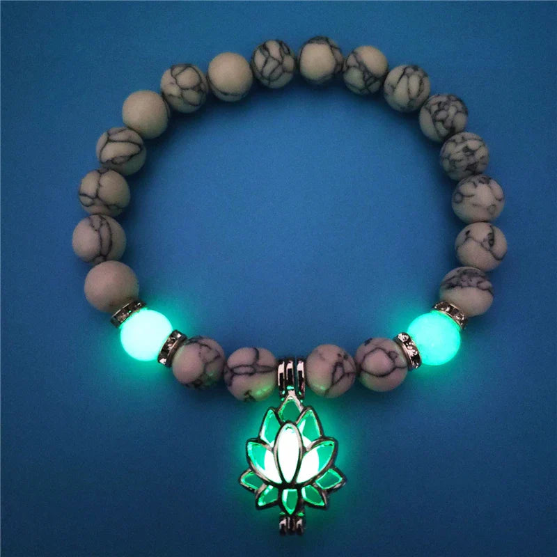 Luminous 'Glow In The Dark' Night Sky and Other Patterns Natural Volcanic Stone Bracelets SELECTION