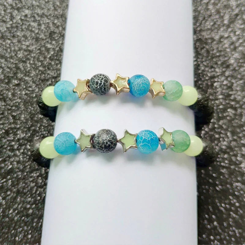 Luminous 'Glow In The Dark' Night Sky and Other Patterns Natural Volcanic Stone Bracelets SELECTION
