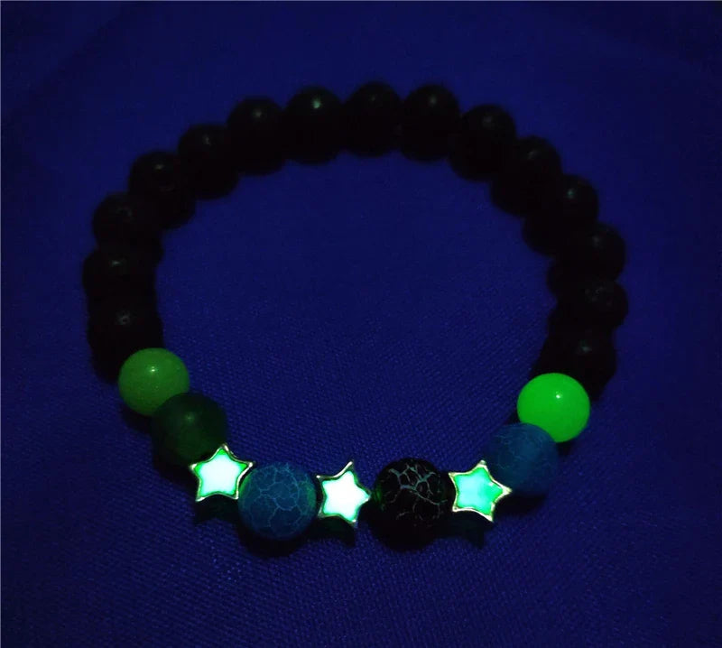 Luminous 'Glow In The Dark' Night Sky and Other Patterns Natural Volcanic Stone Bracelets SELECTION