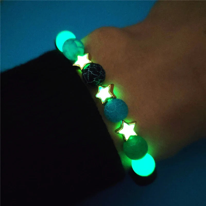 Luminous 'Glow In The Dark' Night Sky and Other Patterns Natural Volcanic Stone Bracelets SELECTION