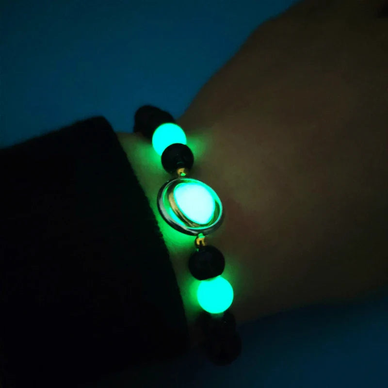 Luminous 'Glow In The Dark' Night Sky and Other Patterns Natural Volcanic Stone Bracelets SELECTION