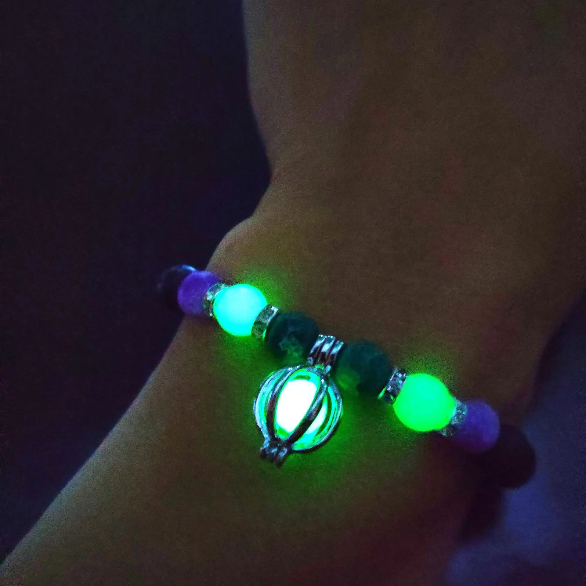 Luminous 'Glow In The Dark' Night Sky and Other Patterns Natural Volcanic Stone Bracelets SELECTION