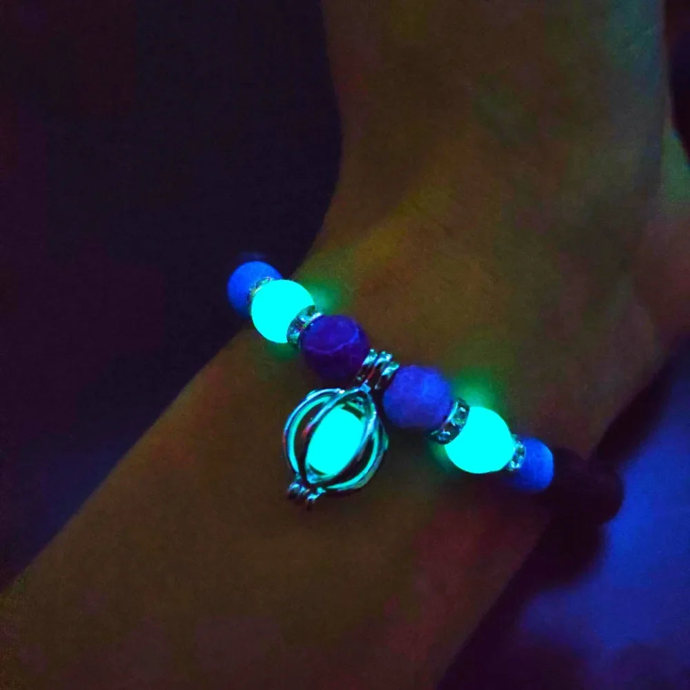 Luminous 'Glow In The Dark' Night Sky and Other Patterns Natural Volcanic Stone Bracelets SELECTION