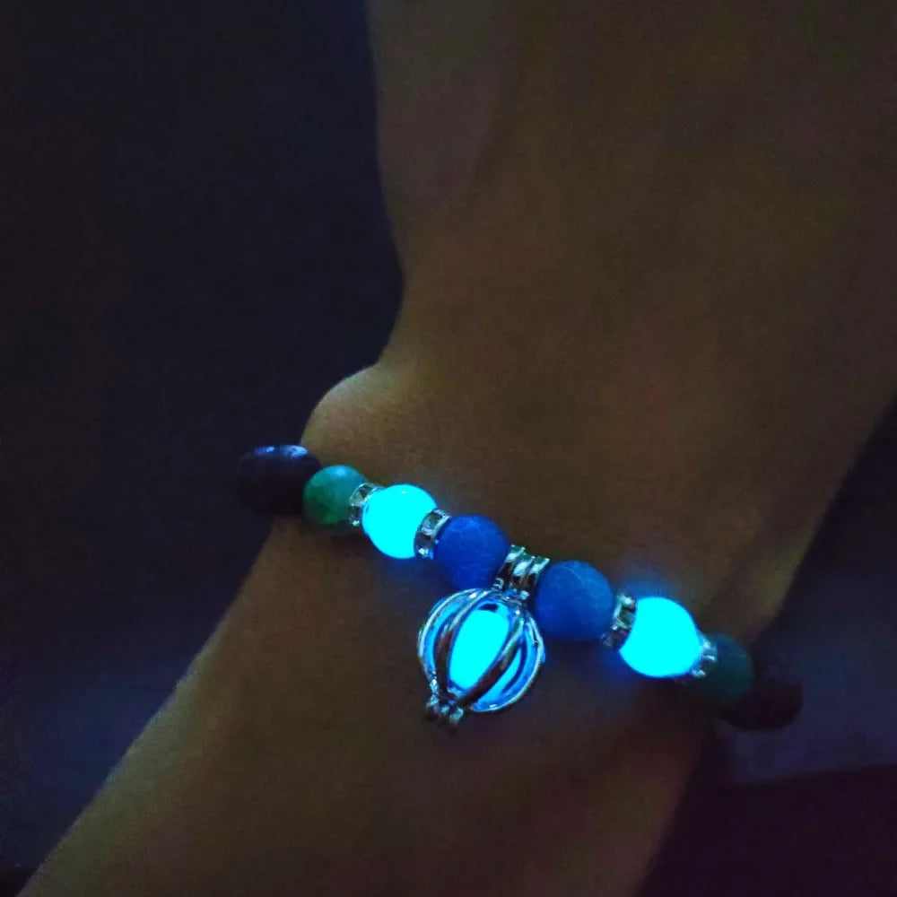 Luminous 'Glow In The Dark' Night Sky and Other Patterns Natural Volcanic Stone Bracelets SELECTION