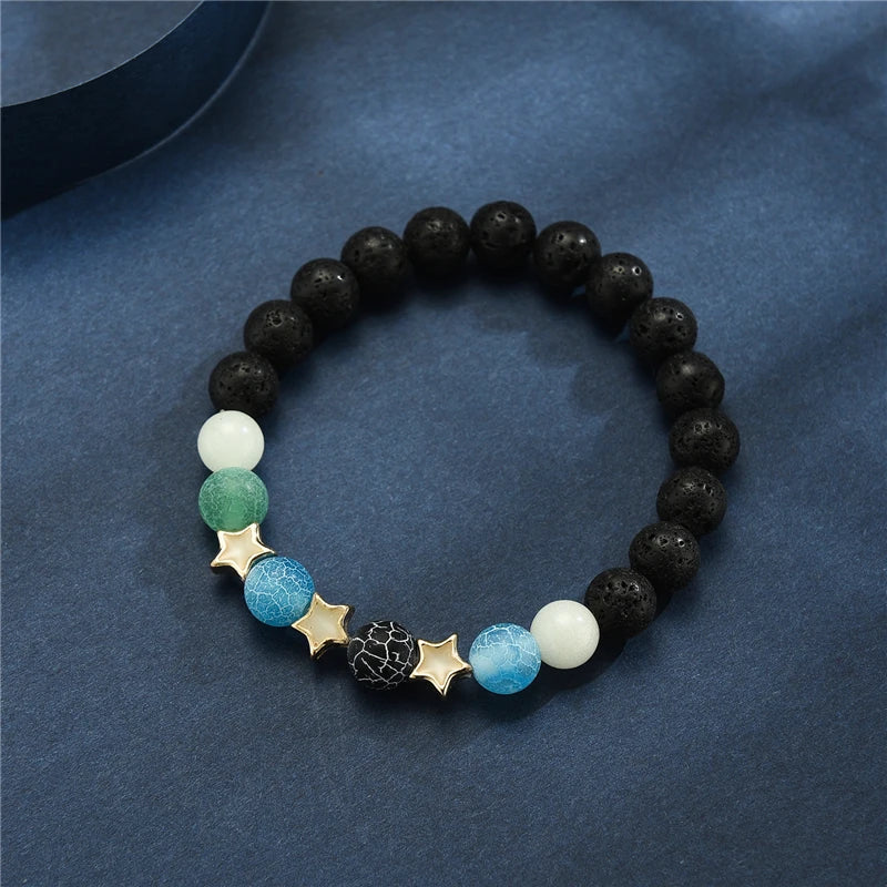 Luminous 'Glow In The Dark' Night Sky and Other Patterns Natural Volcanic Stone Bracelets SELECTION
