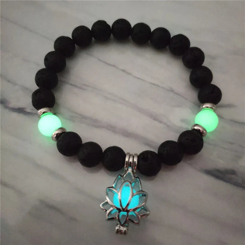 Luminous 'Glow In The Dark' Night Sky and Other Patterns Natural Volcanic Stone Bracelets SELECTION