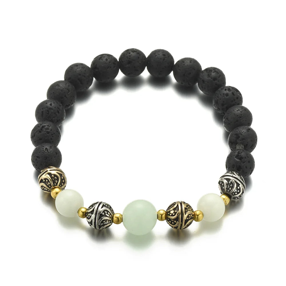 Luminous 'Glow In The Dark' Night Sky and Other Patterns Natural Volcanic Stone Bracelets SELECTION