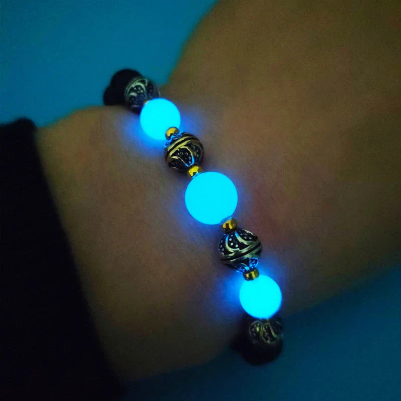 Luminous 'Glow In The Dark' Night Sky and Other Patterns Natural Volcanic Stone Bracelets SELECTION