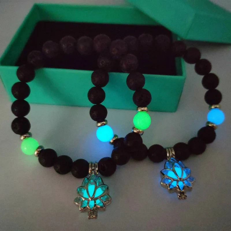 Luminous 'Glow In The Dark' Night Sky and Other Patterns Natural Volcanic Stone Bracelets SELECTION