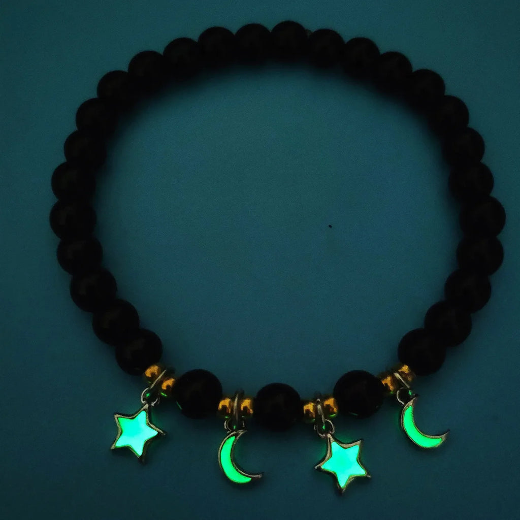 Luminous 'Glow In The Dark' Night Sky and Other Patterns Natural Volcanic Stone Bracelets SELECTION