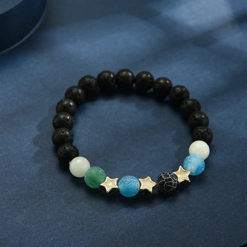 Luminous 'Glow In The Dark' Night Sky and Other Patterns Natural Volcanic Stone Bracelets SELECTION