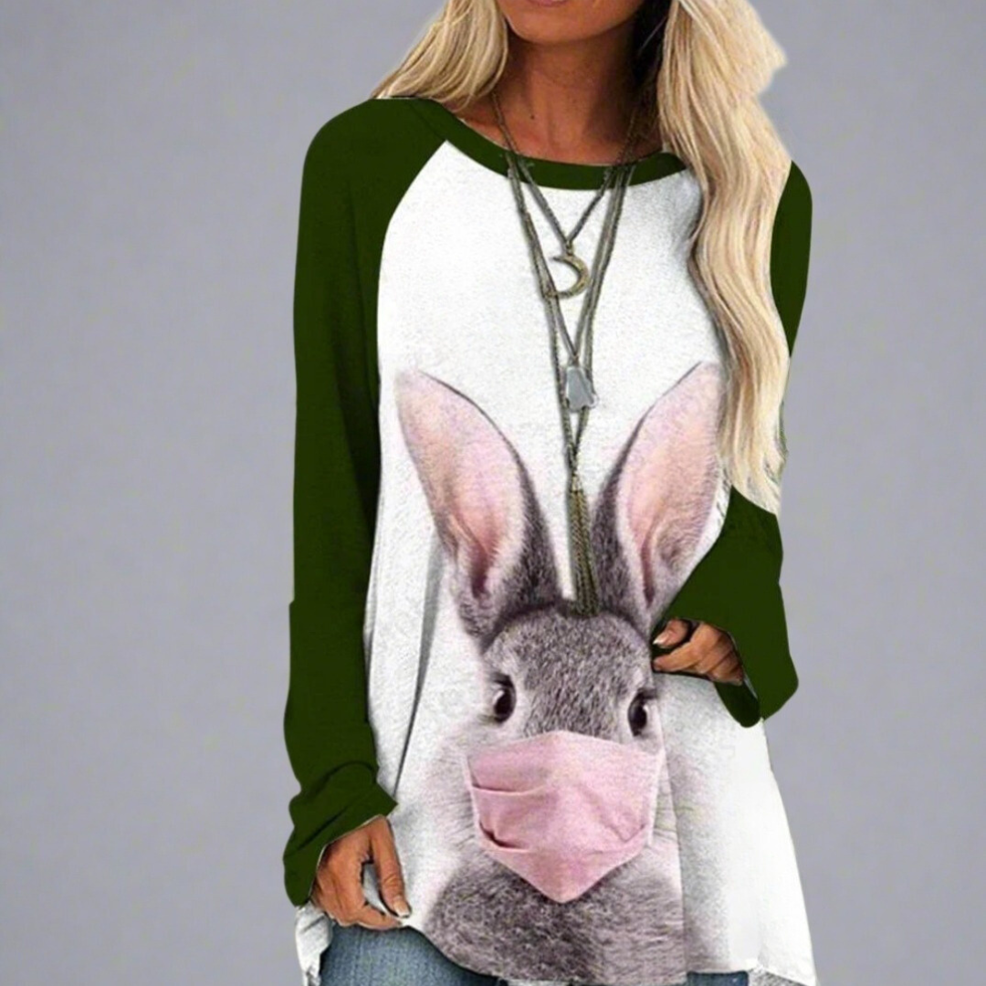 Cat & Rabbit 3D Designs Long Sleeve Tunic Top (S-3XL)