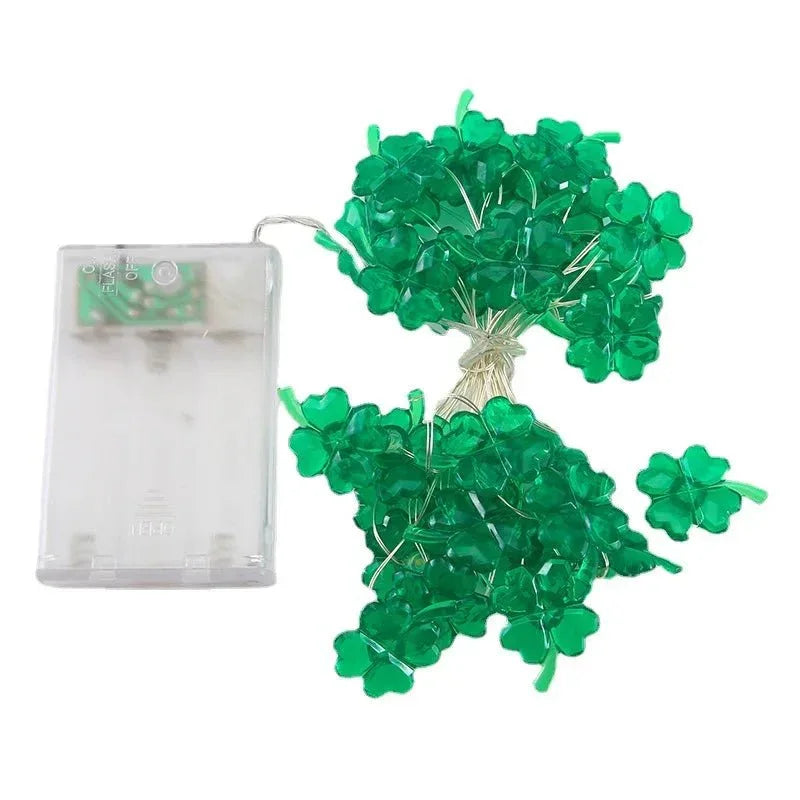 2m (20 LED) St Patrick Clover Leaf & Boxer Hat Green Lights Selection
