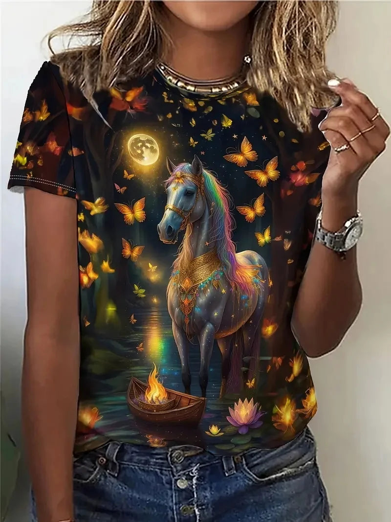 2.Unisex Casual Horse Designs T-Shirts (Size: XXS-6XL)