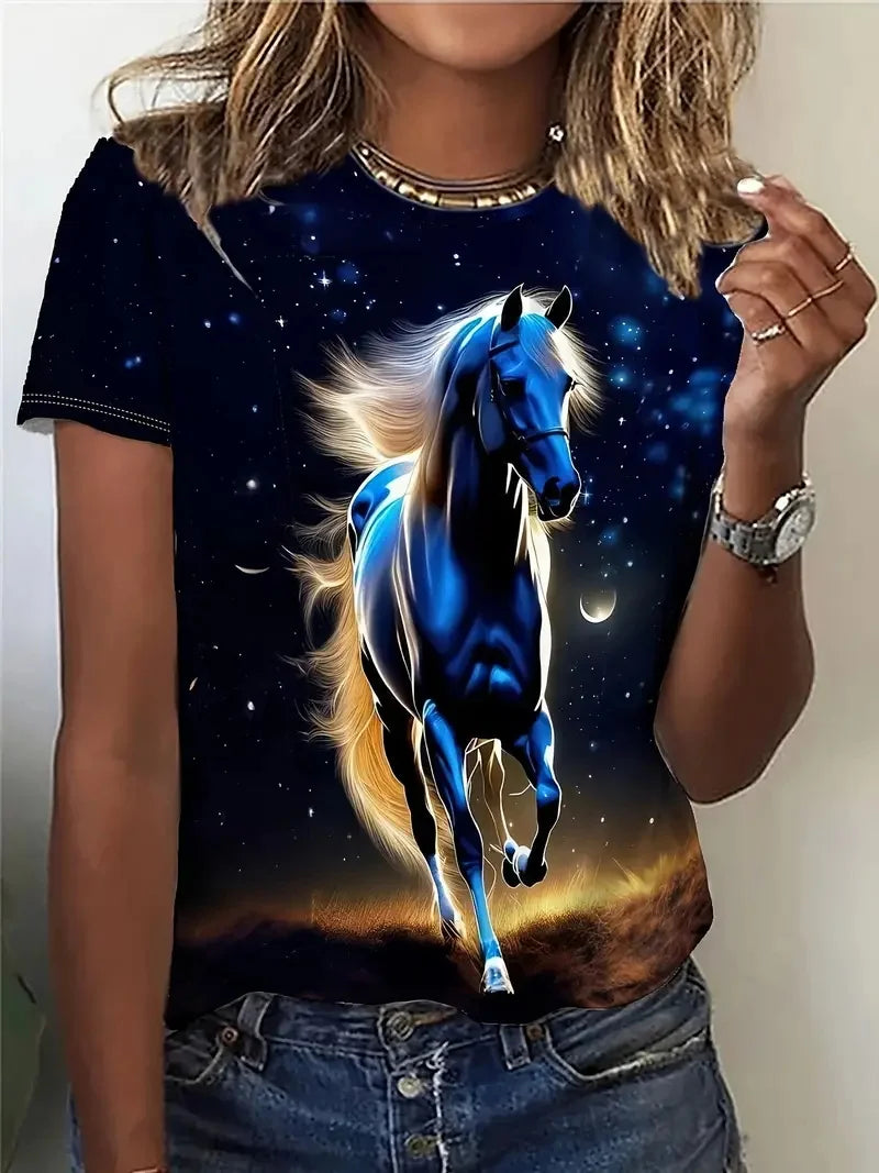 2.Unisex Casual Horse Designs T-Shirts (Size: XXS-6XL)
