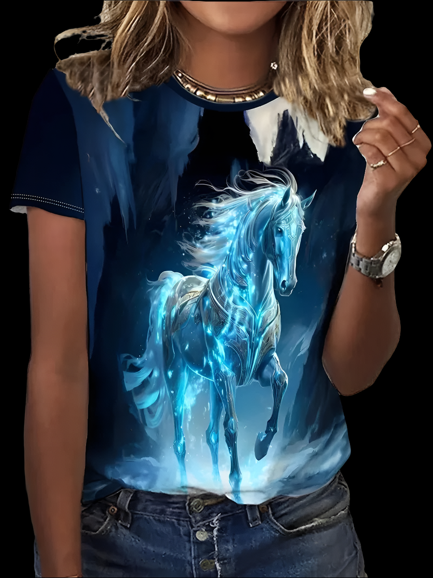 2.Unisex Casual Horse Designs T-Shirts (Size: XXS-6XL)