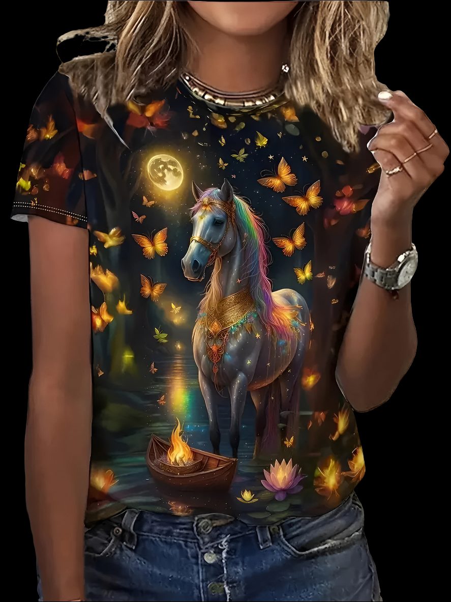 2.Unisex Casual Horse Designs T-Shirts (Size: XXS-6XL)