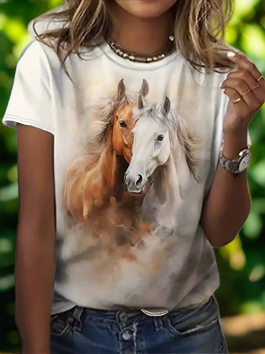 3.Unisex Casual Horse Designs T-Shirts (Size: XXS - 6XL)