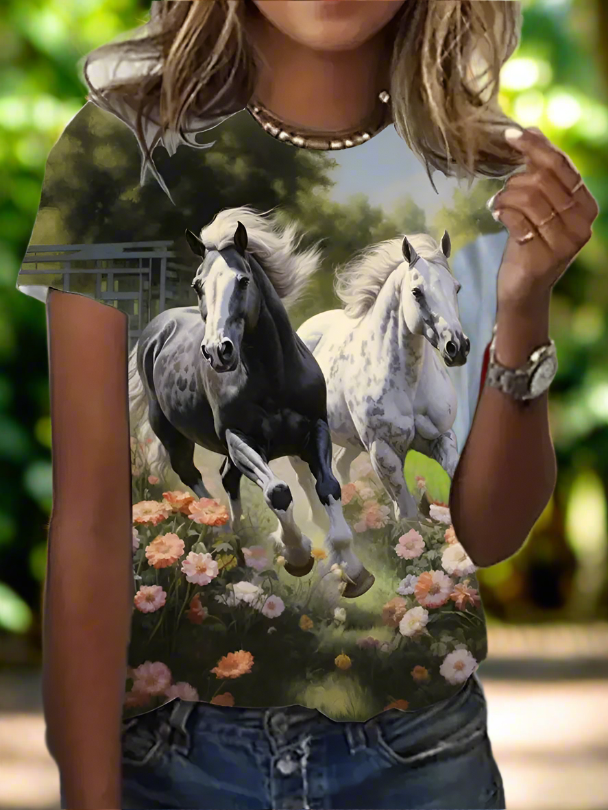 3.Unisex Casual Horse Designs T-Shirts (Size: XXS - 6XL)