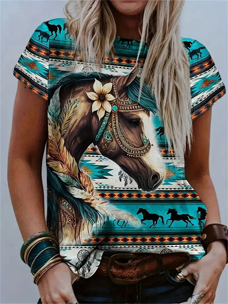1.Unisex Casual Horse Designs T-Shirts (Size: XXS - 6XL)