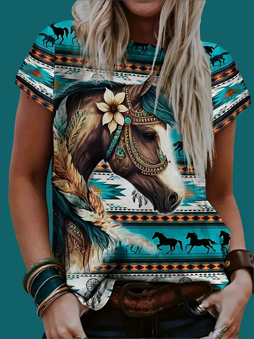 1.Unisex Casual Horse Designs T-Shirts (Size: XXS - 6XL)