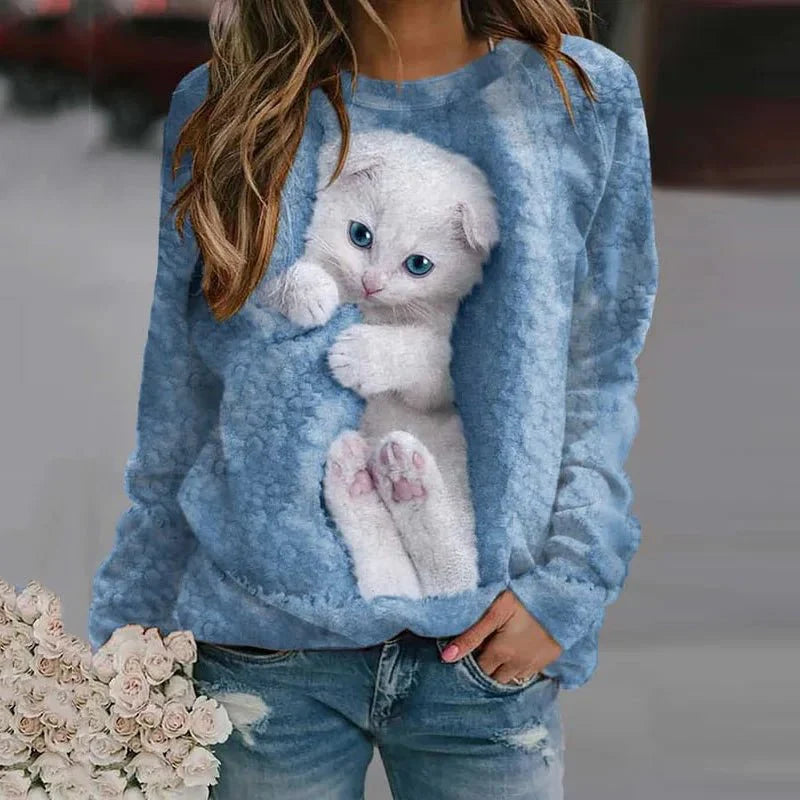 White Cat 3D Design Sweatshirt [SELECTION]