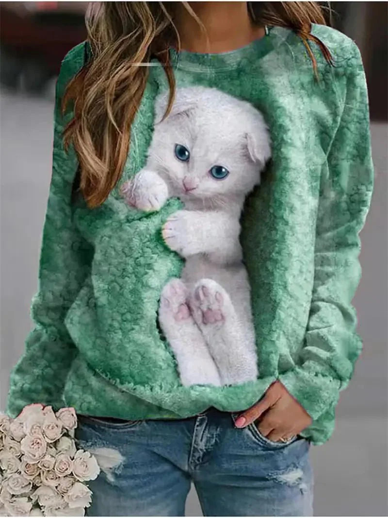 White Cat 3D Design Sweatshirt [SELECTION]