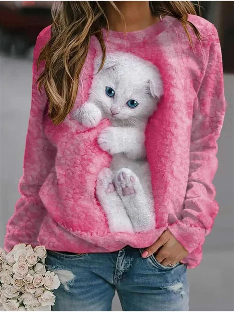 White Cat 3D Design Sweatshirt [SELECTION]