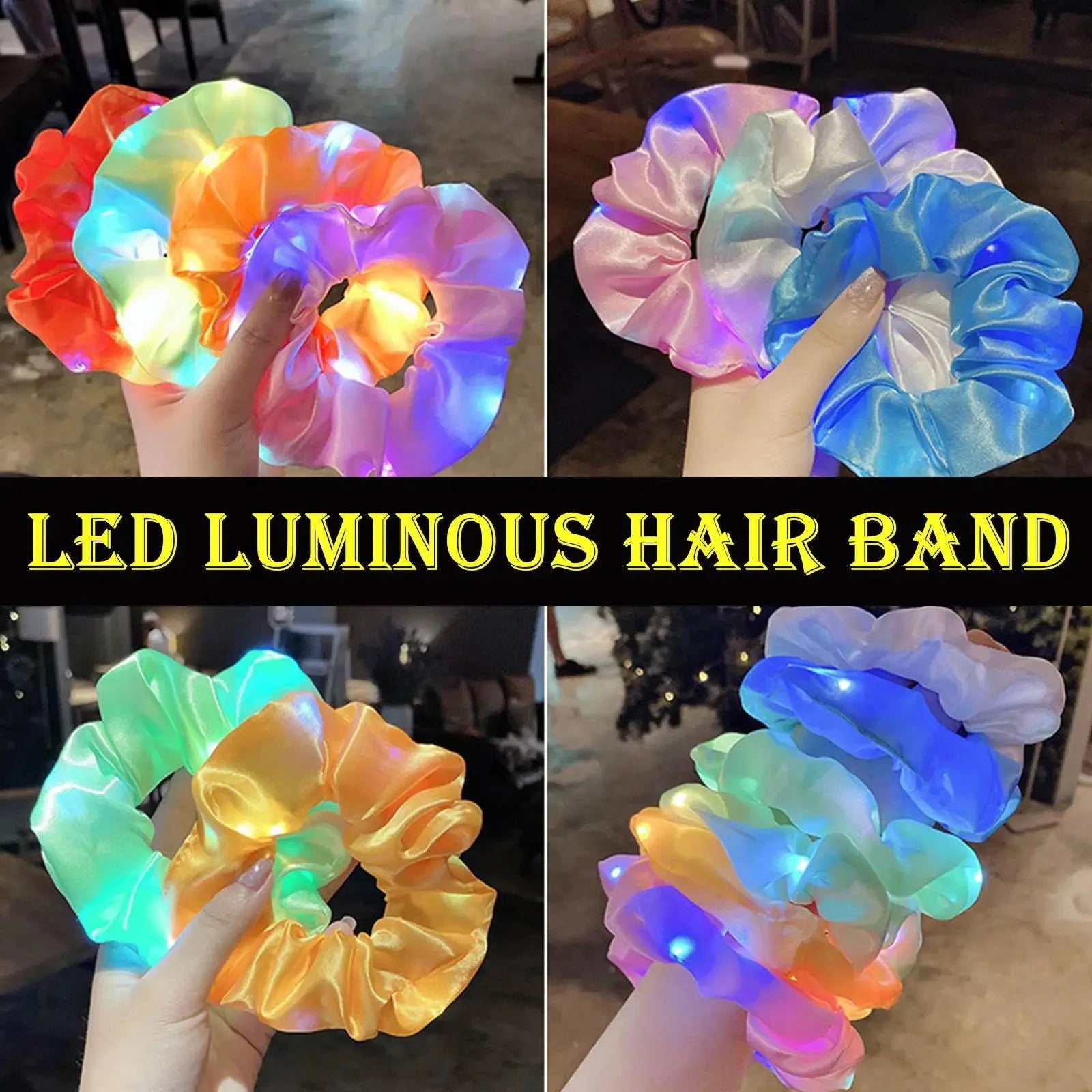 LED Luminous Glow In The Dark Elastic Hair Band SELECTION