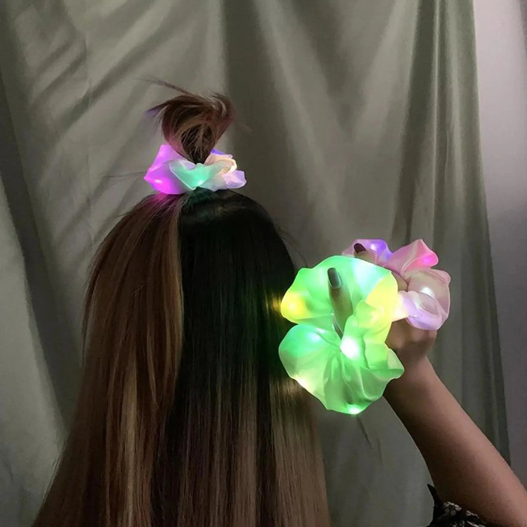 LED Luminous Glow In The Dark Elastic Hair Band SELECTION